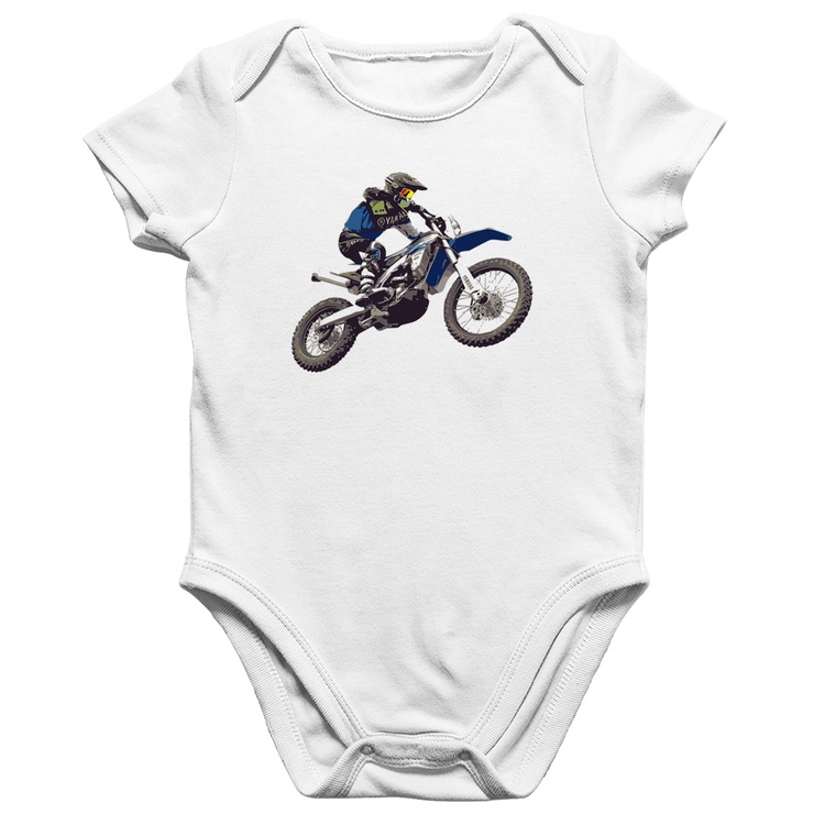 Body Bebê Algodão Motocross Manobra Freestyle - Branco