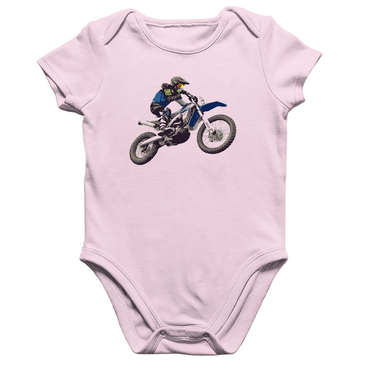 Body Bebê Algodão Motocross Manobra Freestyle - Rosa Bebê