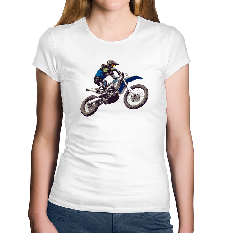 Baby Look Algodão Motocross Manobra Freestyle - Branca