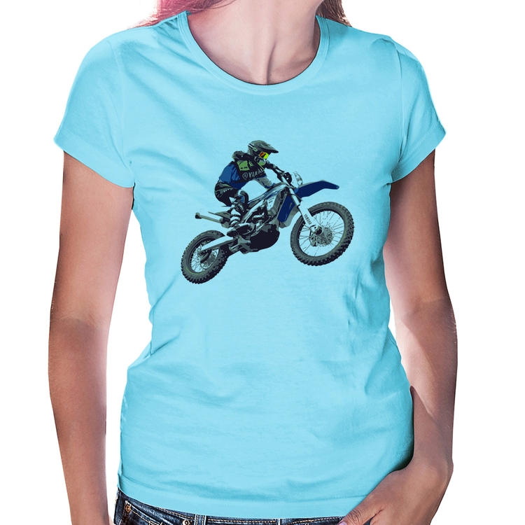 Baby Look Motocross Manobra Freestyle - Azul Bebê