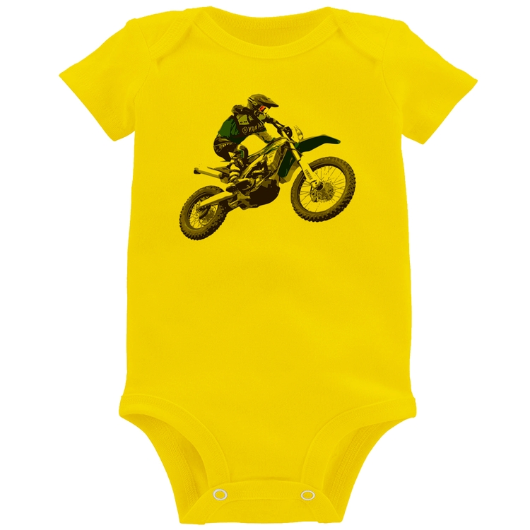 Body Bebê Motocross Manobra Freestyle - Amarelo