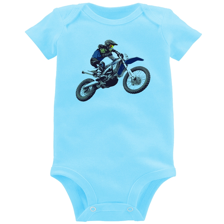 Body Bebê Motocross Manobra Freestyle - Azul Bebê