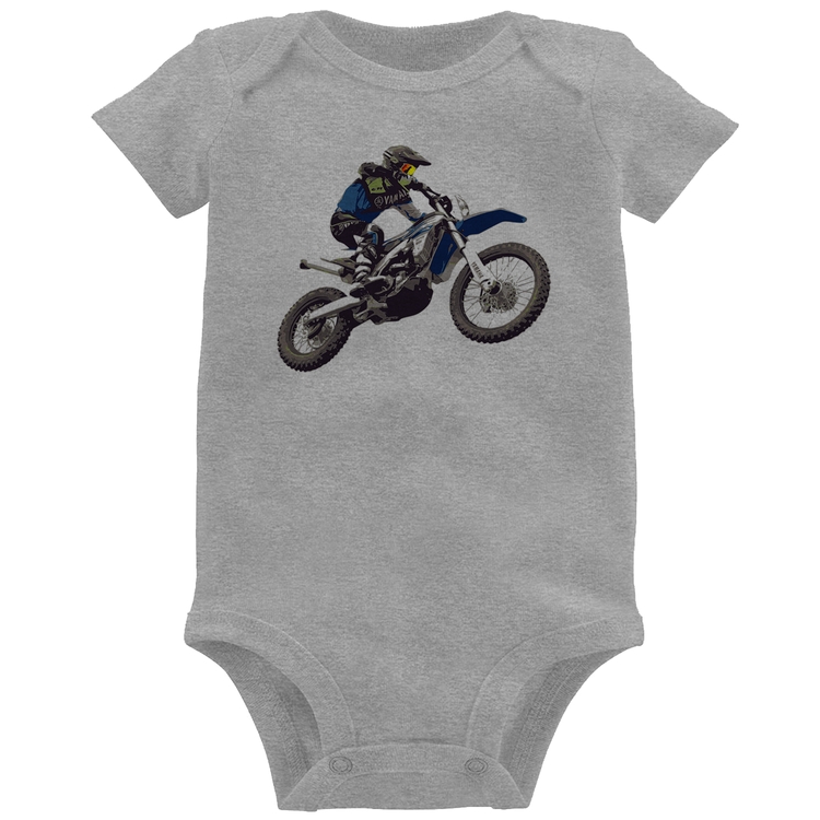 Body Bebê Motocross Manobra Freestyle - Cinza