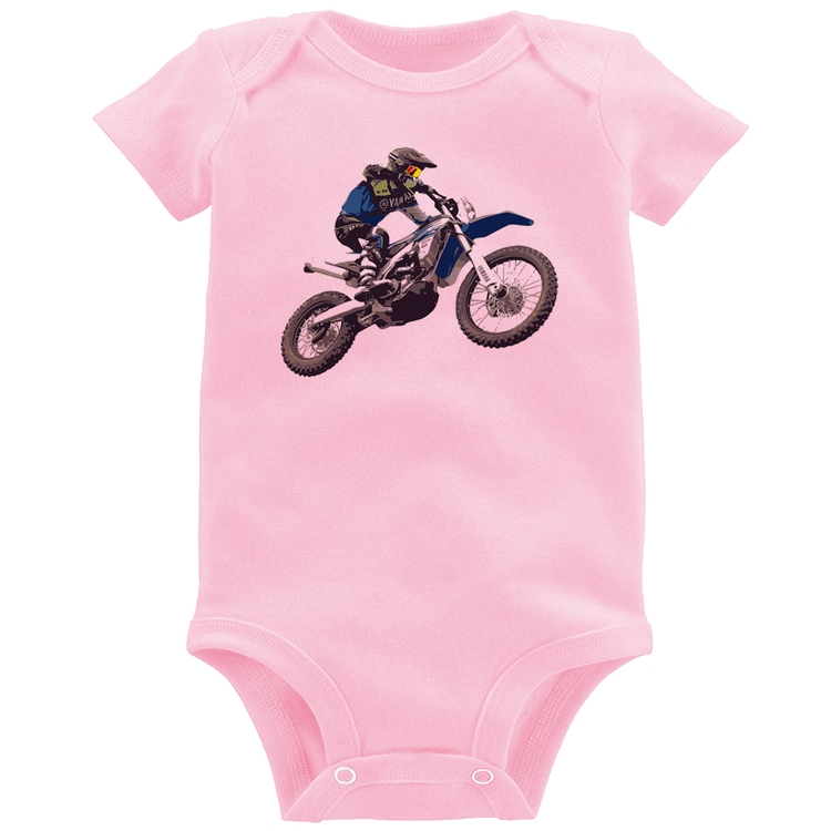 Body Bebê Motocross Manobra Freestyle - Rosa Bebê