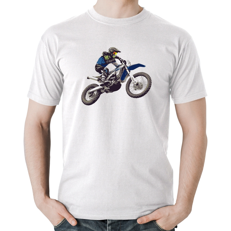 Camiseta Algodão Motocross Manobra Freestyle - Branca