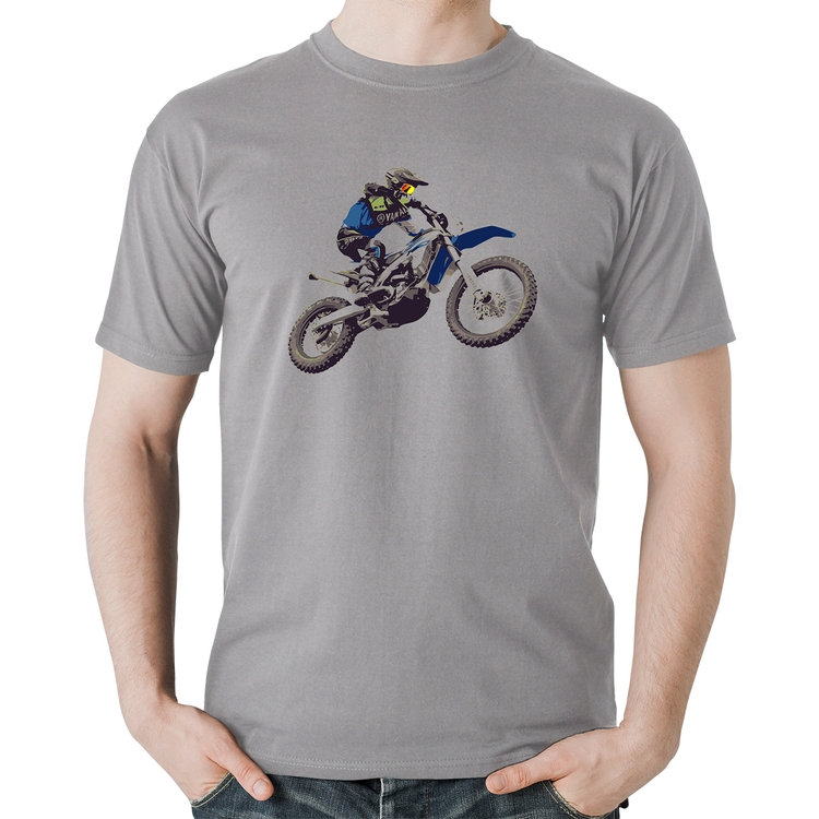Camiseta Algodão Motocross Manobra Freestyle - Cinza