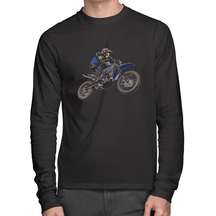 Camiseta Algodão Motocross Manobra Freestyle Manga Longa