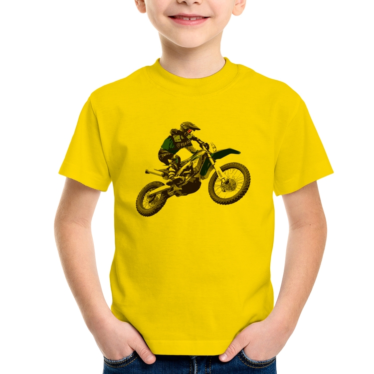 Camiseta Infantil Motocross Manobra Freestyle - Amarela