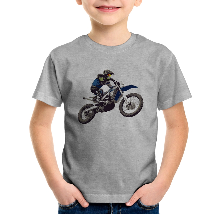 Camiseta Infantil Motocross Manobra Freestyle - Cinza