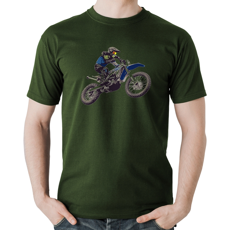 Camiseta Algodão Motocross Manobra Freestyle - Musgo