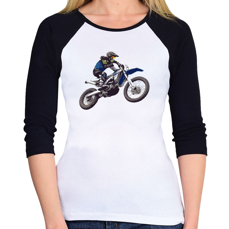 Baby Look Raglan Motocross Manobra Freestyle Manga 3/4