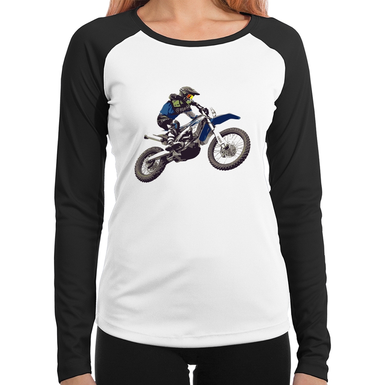 Baby Look Raglan Motocross Manobra Freestyle Manga Longa