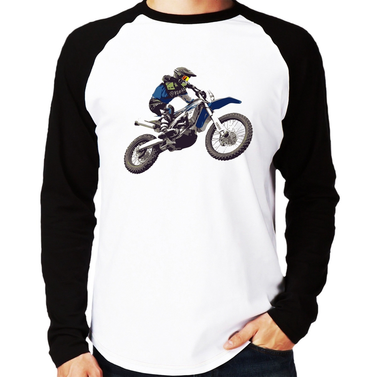 Camiseta Raglan Motocross Manobra Freestyle Manga Longa