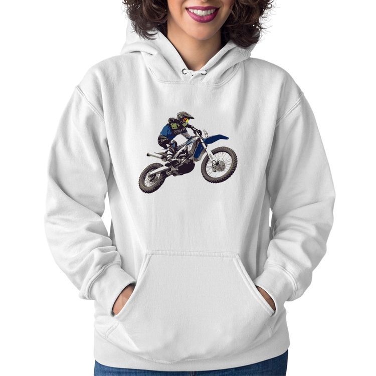 Moletom Feminino Motocross Manobra Freestyle - Branco