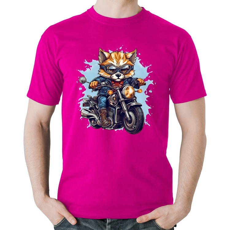 Camiseta Algodão Motoqueiro Raposa - Rosa