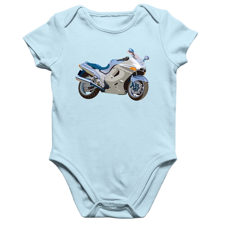Body Bebê Algodão Motorcycle - Azul Bebê
