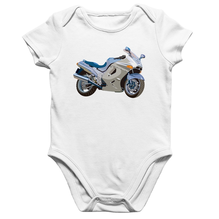 Body Bebê Algodão Motorcycle - Branco