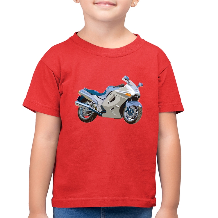 Camiseta Algodão Infantil Motorcycle - Vermelha
