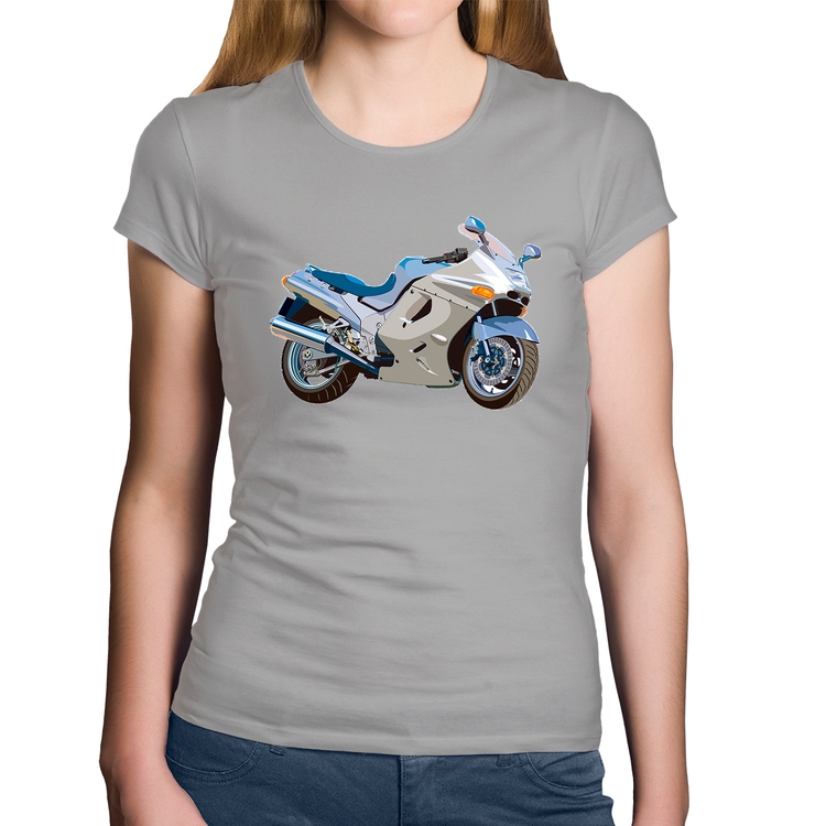 Baby Look Algodão Motorcycle - Cinza