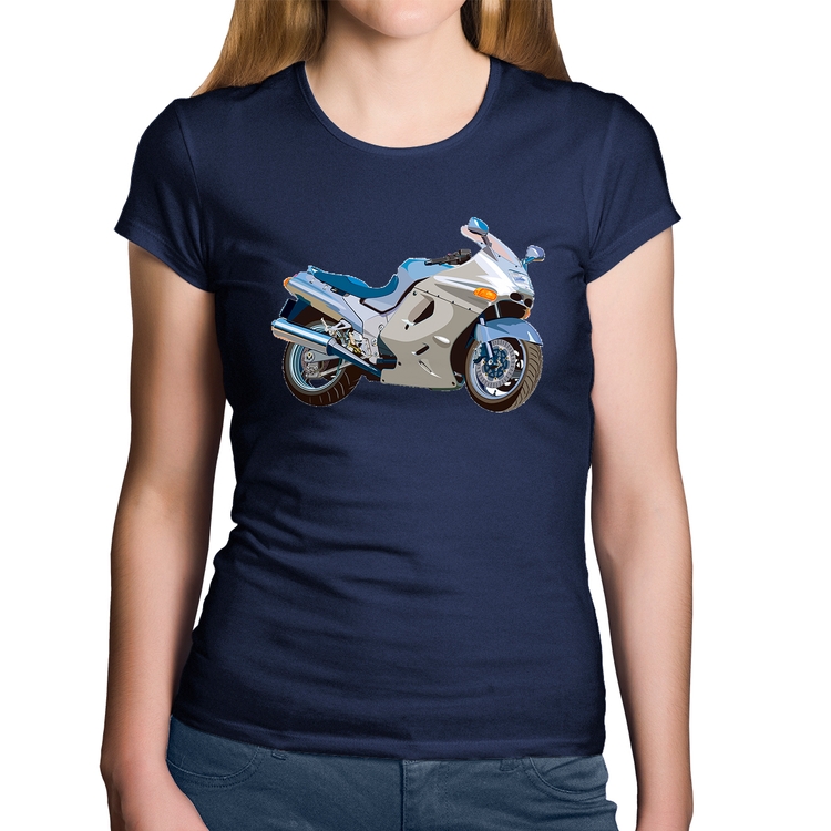 Baby Look Algodão Motorcycle - Marinho