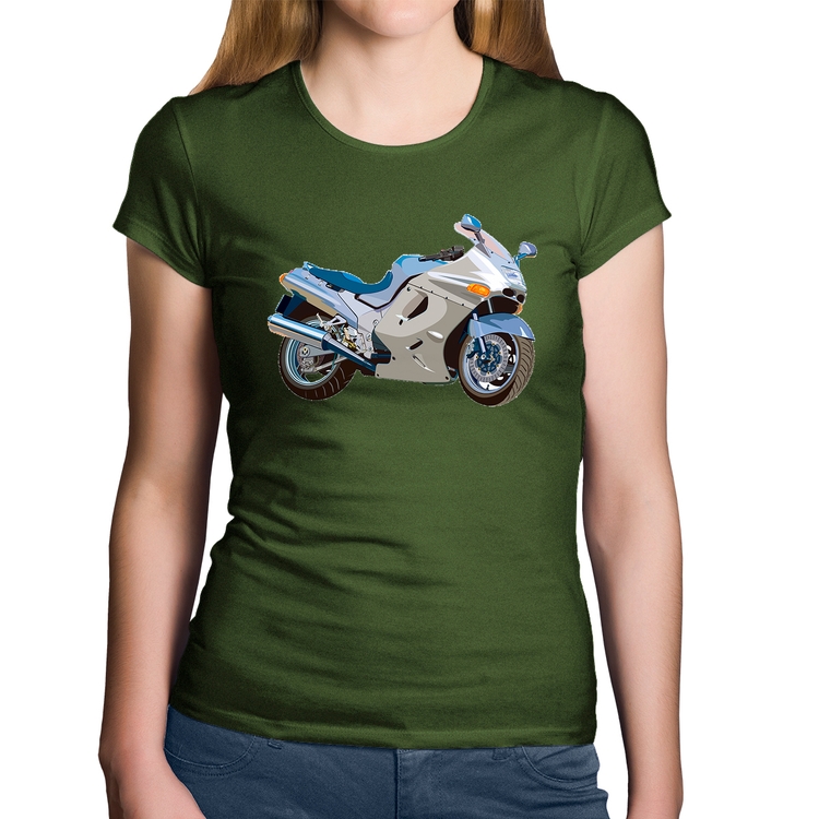 Baby Look Algodão Motorcycle - Musgo