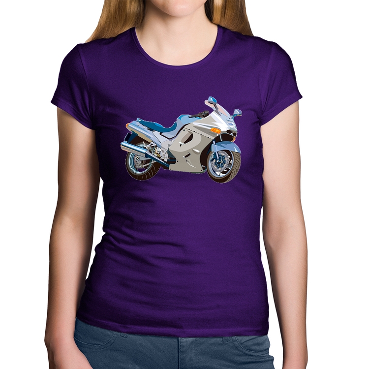 Baby Look Algodão Motorcycle - Roxa