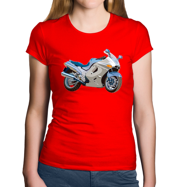 Baby Look Algodão Motorcycle - Vermelha