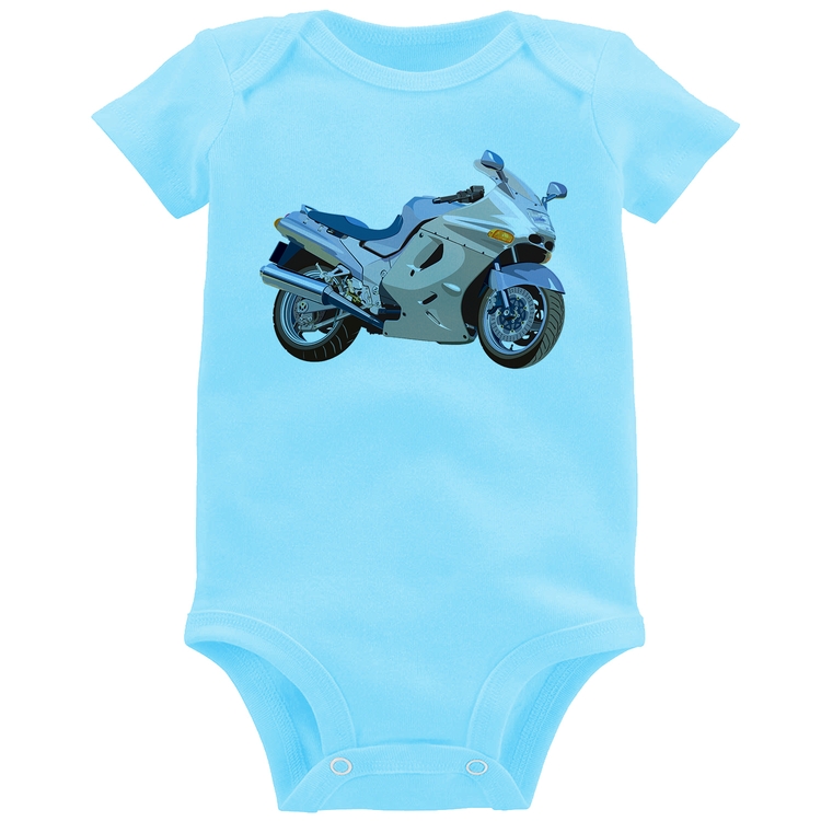 Body Bebê Motorcycle - Azul Bebê