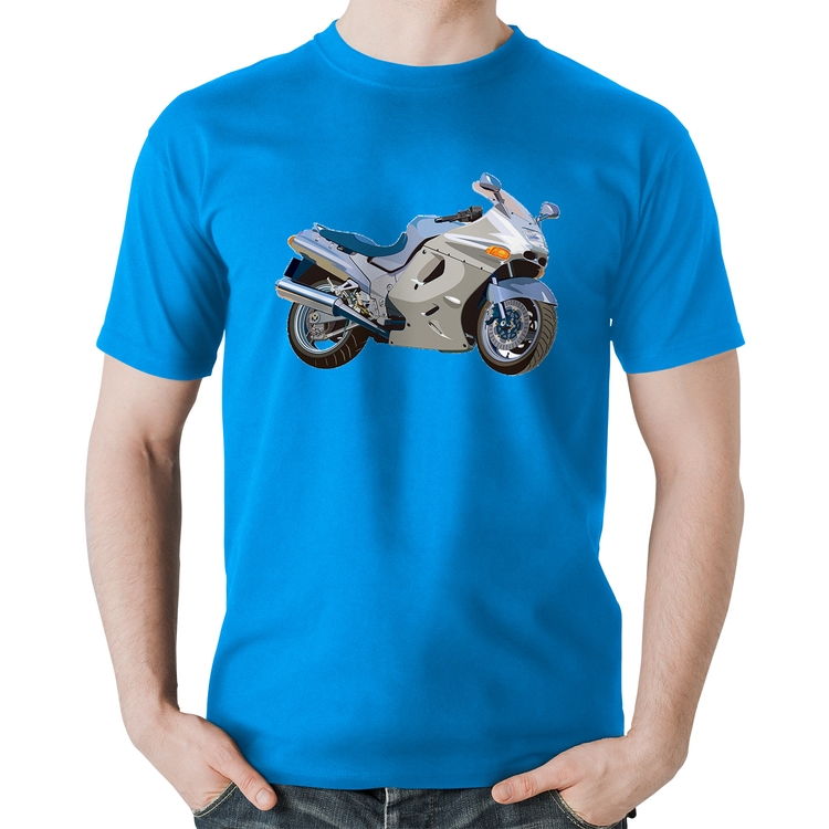 Camiseta Algodão Motorcycle - Azul