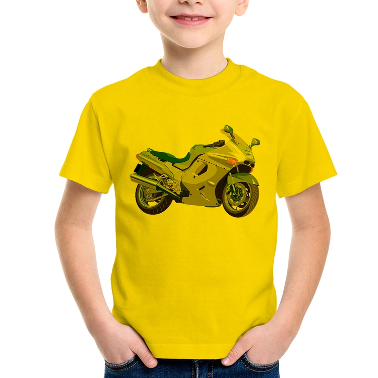 Camiseta Infantil Motorcycle - Amarela