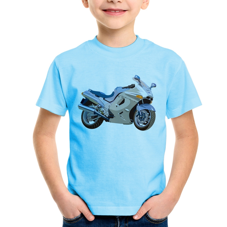 Camiseta Infantil Motorcycle - Azul Bebê