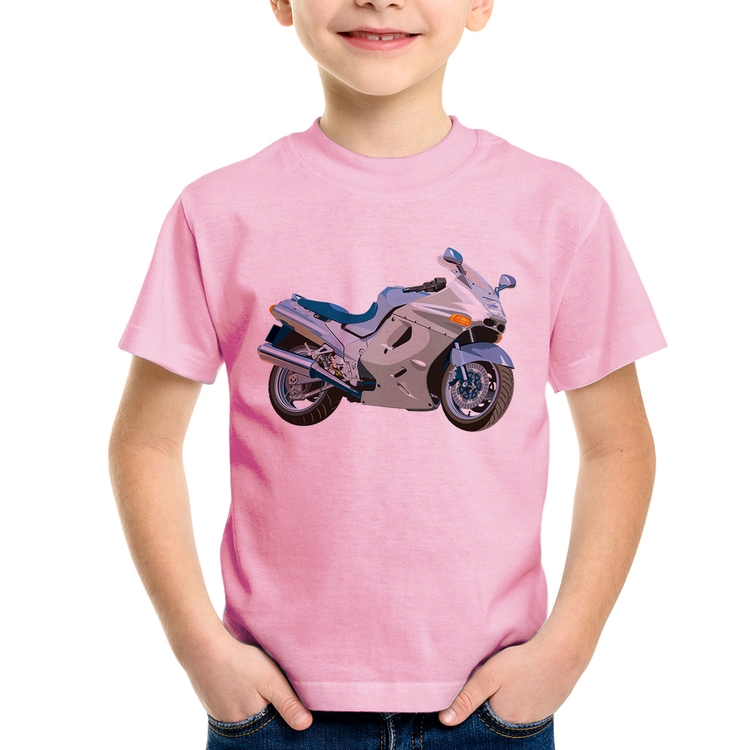 Camiseta Infantil Motorcycle - Rosa Bebê