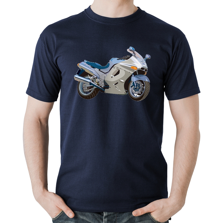 Camiseta Algodão Motorcycle - Marinho