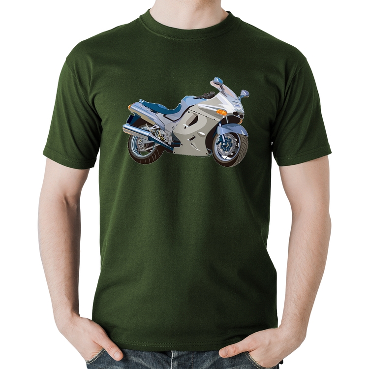 Camiseta Algodão Motorcycle - Musgo