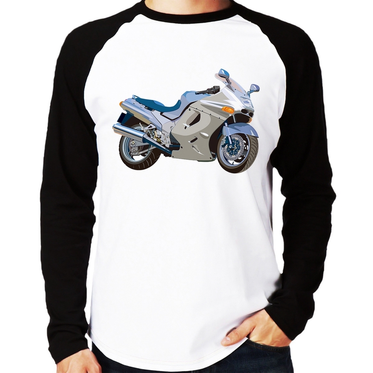 Camiseta Raglan Motorcycle Manga Longa