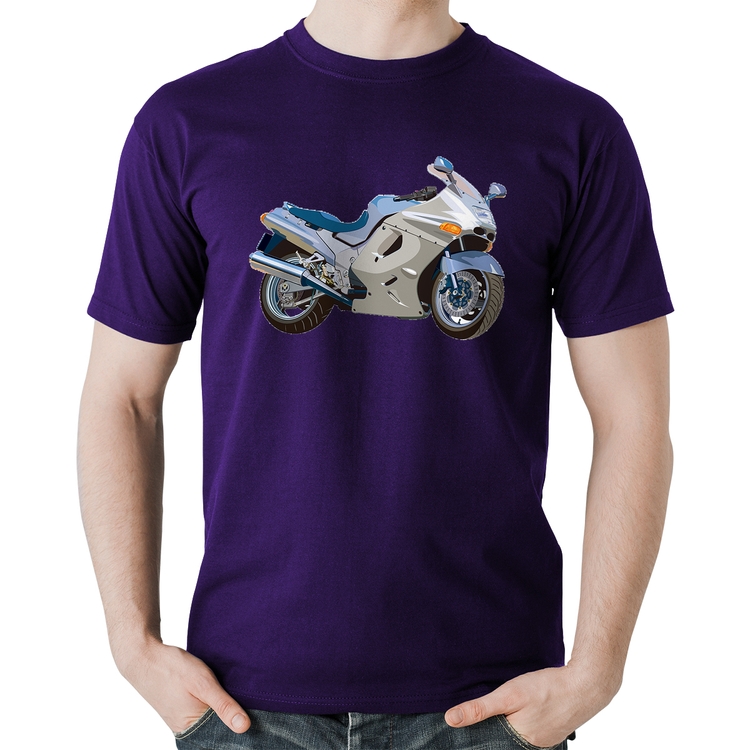Camiseta Algodão Motorcycle - Roxa