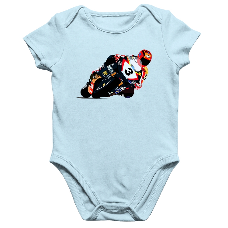 Body Bebê Algodão Motorcycle Racing - Azul Bebê