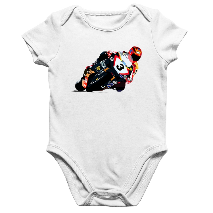 Body Bebê Algodão Motorcycle Racing - Branco