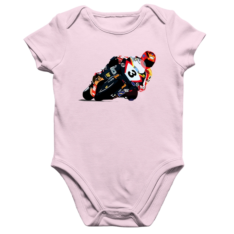 Body Bebê Algodão Motorcycle Racing - Rosa Bebê