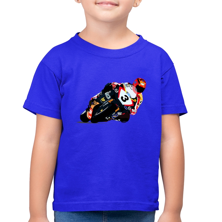 Camiseta Algodão Infantil Motorcycle Racing - Azul Royal