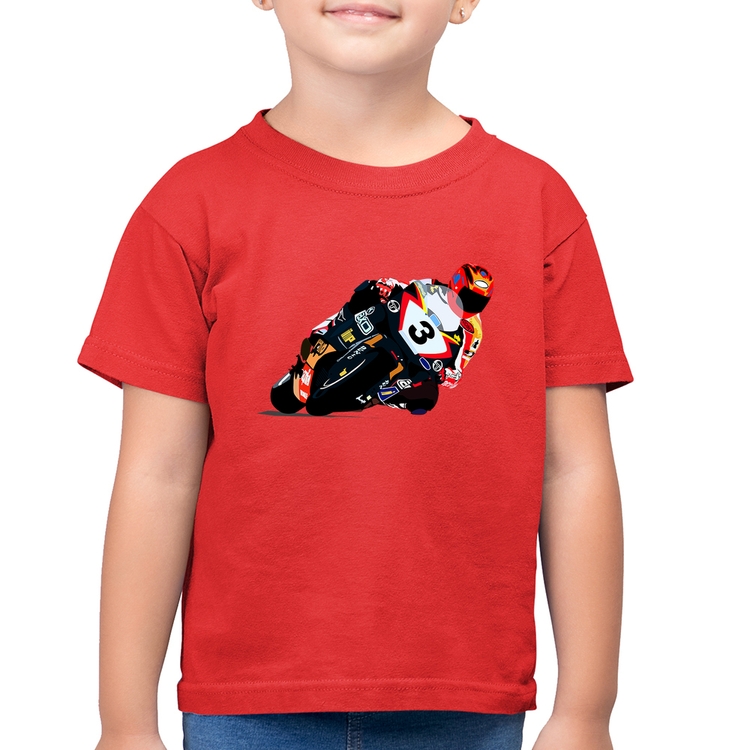 Camiseta Algodão Infantil Motorcycle Racing - Vermelha