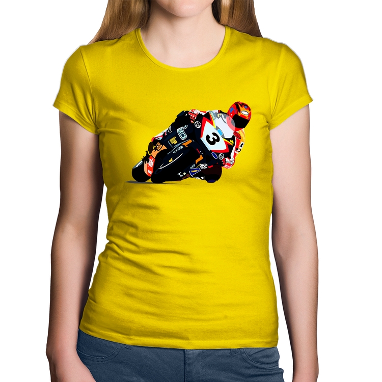 Baby Look Algodão Motorcycle Racing - Amarela