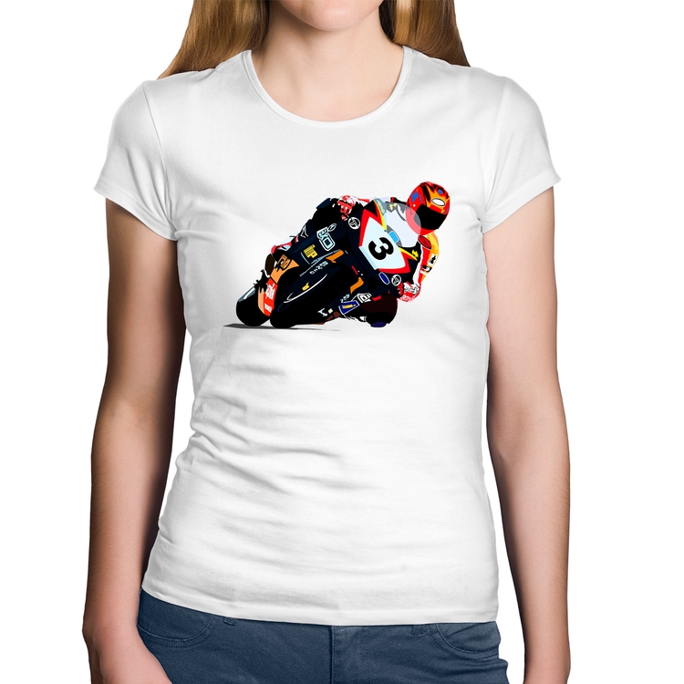 Baby Look Algodão Motorcycle Racing - Branca