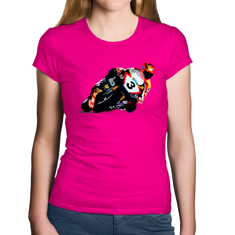 Baby Look Algodão Motorcycle Racing - Rosa