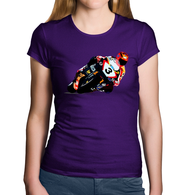 Baby Look Algodão Motorcycle Racing - Roxa