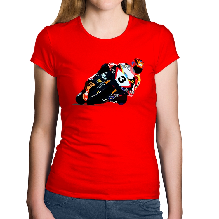 Baby Look Algodão Motorcycle Racing - Vermelha