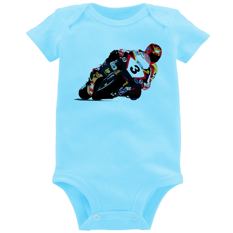 Body Bebê Motorcycle Racing - Azul Bebê