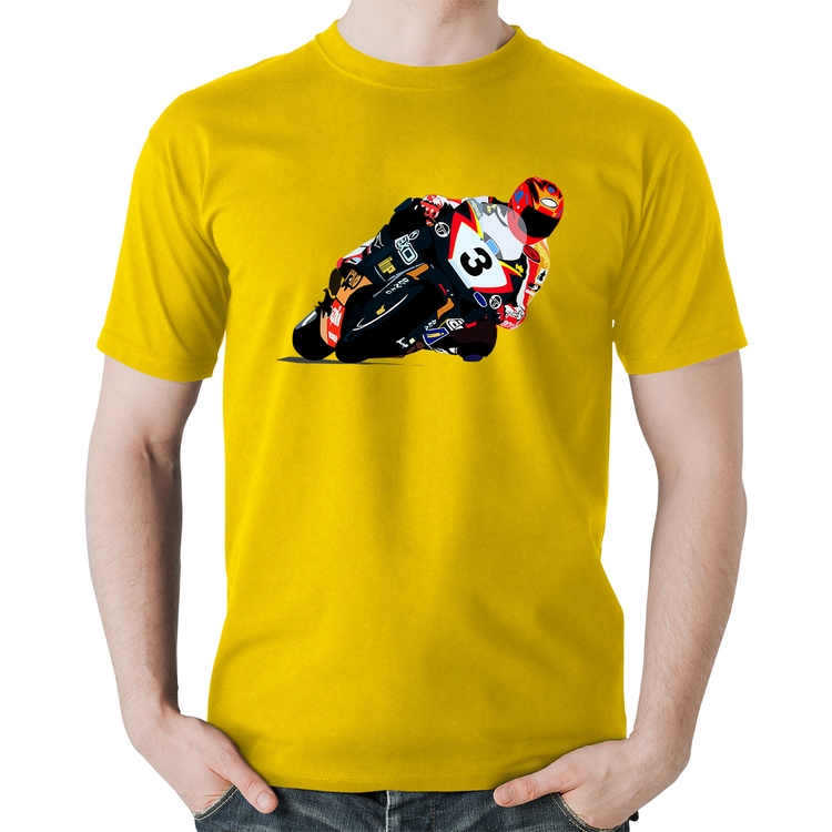 Camiseta Algodão Motorcycle Racing - Amarela