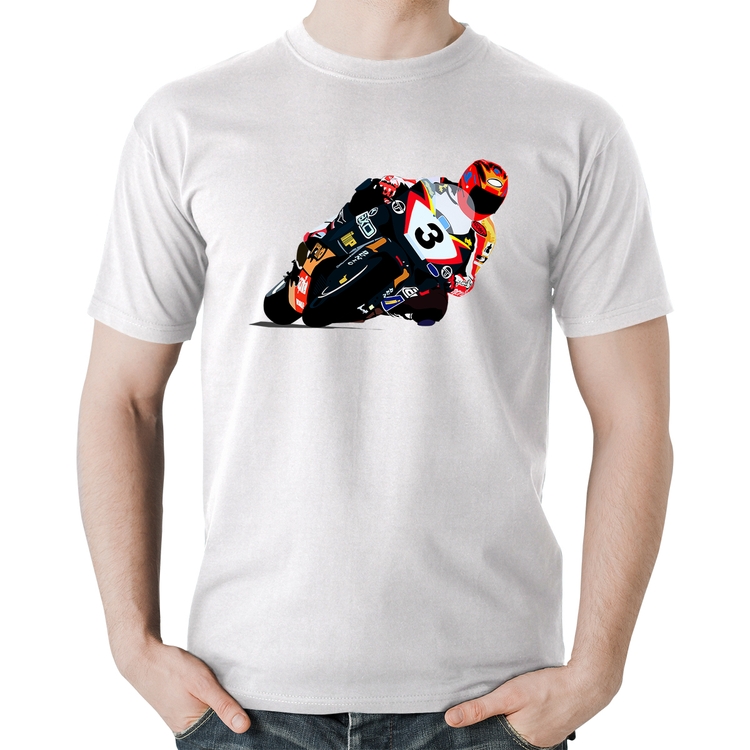 Camiseta Algodão Motorcycle Racing - Branca