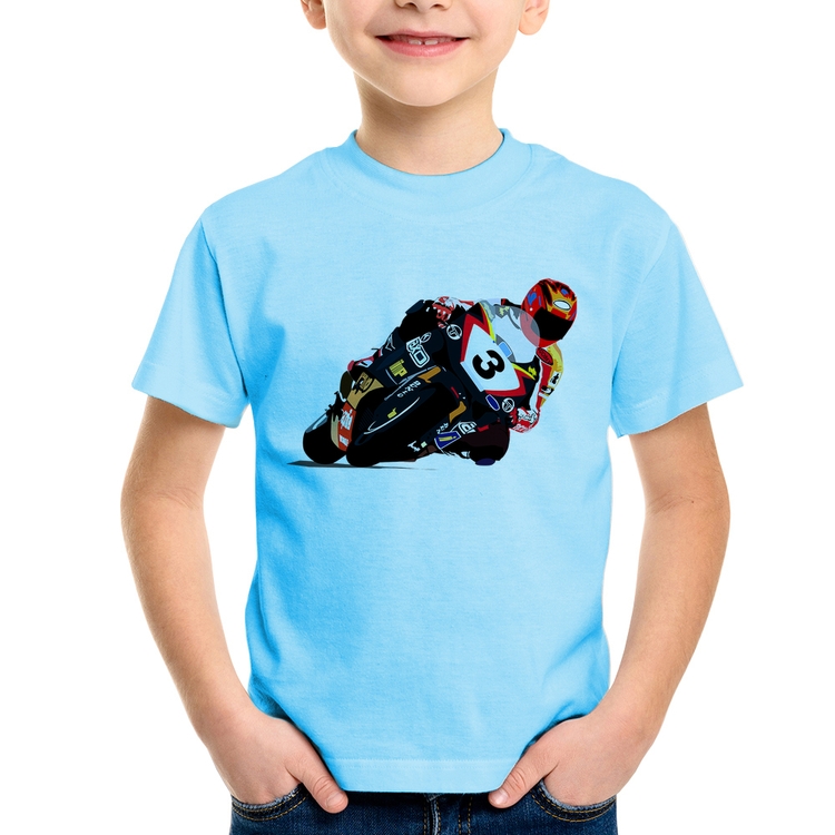 Camiseta Infantil Motorcycle Racing - Azul Bebê